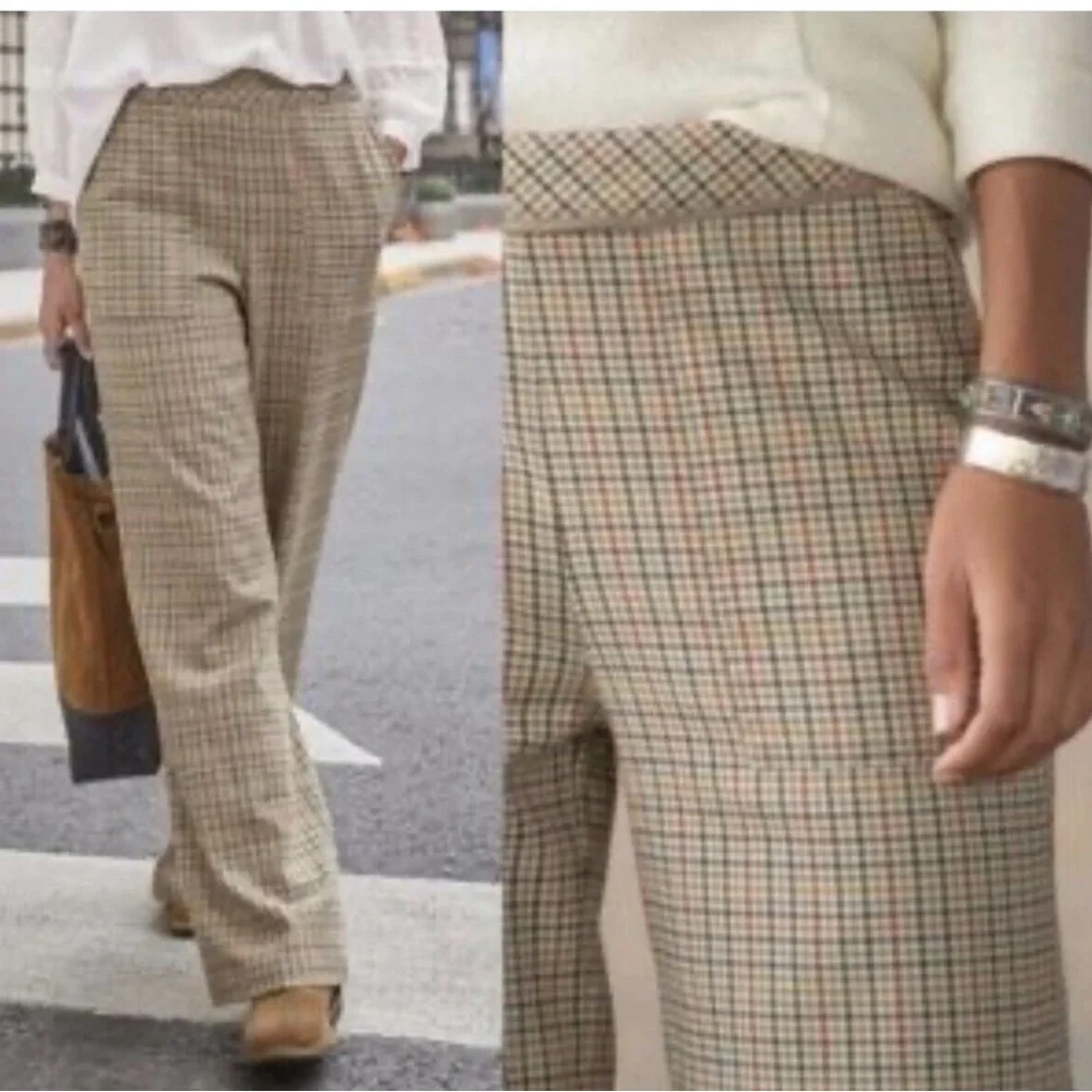 Sundance Womens 14 Brewster Plaid Wide Leg Brown High Waist